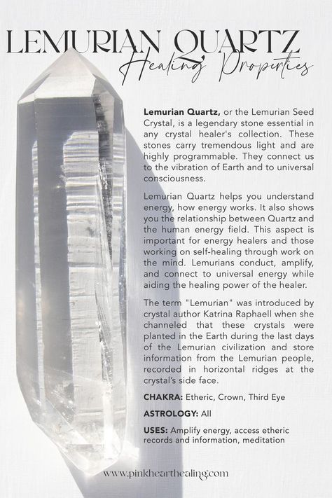 Quartz Healing Properties, Quartz Benefits, Best Healing Crystals, Minerals Crystals Stones, Crystal Healing Chart, Universal Consciousness, Lemurian Crystal, Lemurian Quartz, Crystal Healer