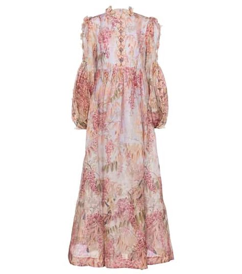 Balloon Hands, Butterfly Gown, Fashion Inspiration Board, Zimmermann Dress, Silk Gown, Fashion Wishlist, Floral Print Maxi Dress, Floral Print Maxi, Pink Linen