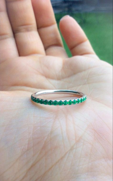 Reserved for Simon | Etsy Birthstone Band, Birthstone Stacking Rings, Emerald Band, Head And Heart, Emerald Wedding, Birthstone Colors, Infinity Ring, Ring Emerald, Half Eternity Band