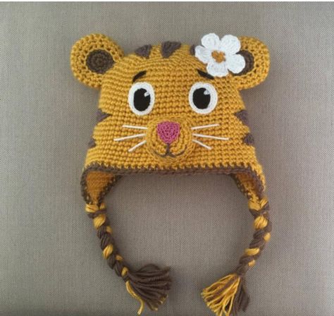 Girl Crochet Hat, Crochet Tiger, Crochet Hats For Boys, Crochet Character Hats, Bonnet Au Crochet, Girls Crochet Hats, Daniel Tiger's Neighborhood, Daniel Tiger, Bonnet Crochet