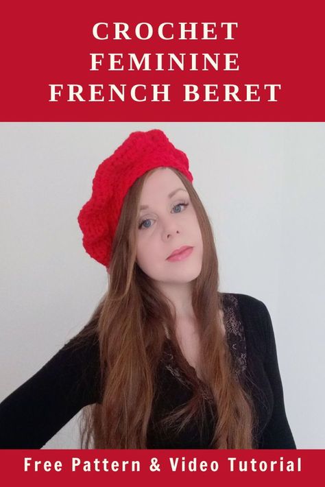 Crochet this lovely and feminine French beret with the free pattern and video tutorial available on my blog. This crochet project is perfect for beginners, and is also very simple to make. Crocheted using 2 strands of yarn held together and a 7 mm crochet hook, this French beret can be crocheted in many different colors. Crochet Tam Hat Pattern Free, French Beret Pattern, Beret Free Pattern, Crochet Beret Free Pattern, Romantic Crochet, Cottagecore Crochet, Feminine Crochet, Coachella Inspiration, Crochet Christmas Gifts