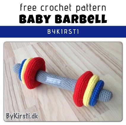 Amigurumi for Baby's Archives • Free Crochet Patterns Crochet Barbell Pattern Free, Gym Crochet Ideas, Bunny Rattle, Random Patterns, Crocheted Toys, Craft Market, Easy Crochet Patterns Free, Market Stall, Crochet Collar