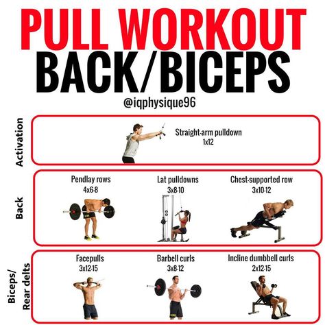 Having a push/pull/legs split is an intelligent way to organize training. It allows you to train muscles based on their movements rather than the direct muscle. If you have a chest day, for example, then you are also training shoulders and triceps, which will all interfere with each other if done too soon on a subsequent day. So grouping them based on their mutual functions is a smart idea...Pull refers to back, biceps, and rear delts. I start with heavier, more fatiguing compound movements like Pull Back And Biceps, Pull Day Workout Women, Pull Workouts, Pull Workout, Pull Day Workout, Gym Designs, Compound Movements, Workout Board, Push Pull Legs