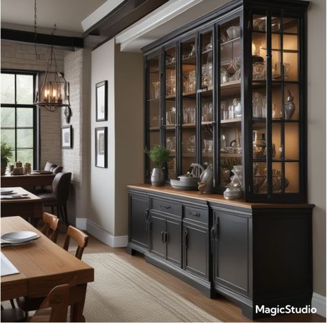 Cabinets With Open Shelving, Dining Room Built In Cabinets, Dining Room Built In, Living Room Dining Room Combo, Dining Room Combo, Homes Decor, Dining Room Wall, Built In Cabinets, China Cabinet