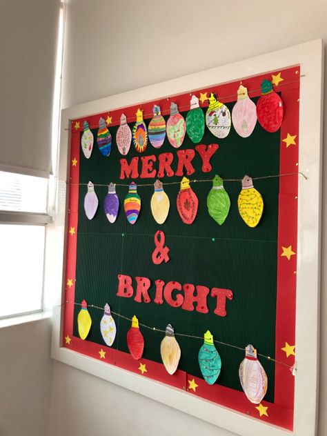 Merry And Bright Bulletin Board, Christmas Bulletin Board Ideas, Christmas Bulletin Board, Christmas Bulletin, School Murals, Bulletin Board Ideas, Classroom Door, Deck The Halls, Board Ideas