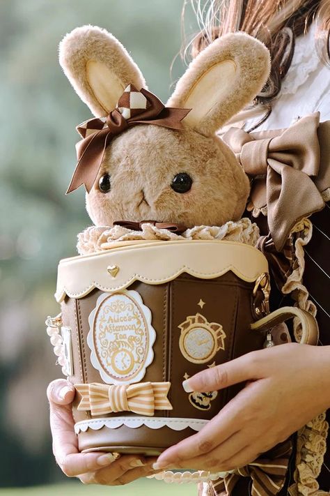 Lovely Teacup Rabbit Bowknot Sweet Lolita Shoulder Bag 5 Colors Vintage Bunny Art, Plushie Art, Bunny Clothes, Sweet Clothes, Blush On, Bag Details, Kawaii Plush, Kawaii Plushies, Bunny Toys