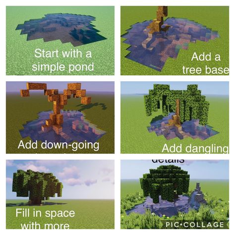 Minecraft Tree, Tree Base, Minecraft Stuff, Minecraft Builds, Minecraft Building, Minecraft Designs, Building Ideas, Minecraft, Fishing