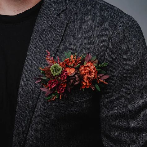 Rustic Autumn Pocket Boutonniere/burnt Orange Brown Burgundy Wedding Boutonniere/fall Groom Floral Accessory/dried Flowers Pocket Square/ - Etsy Canada Pocket Flowers Groom, Pocket Square Boutonniere, Fall Boutonniere, Fall Groom, Fall Boutonnieres, Pocket Boutonniere, Burnt Orange Weddings, Autumn Tones, Rustic Autumn