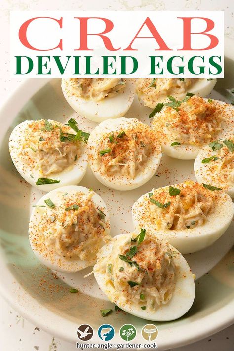 Crab Deviled Eggs, Crab Deviled Eggs Recipe, Shrimp Deviled Eggs, Crab Eggs, Easter Deviled Eggs, Crab Appetizer, Deviled Eggs Recipe Easy, Devilled Eggs Recipe Best, Devilled Eggs