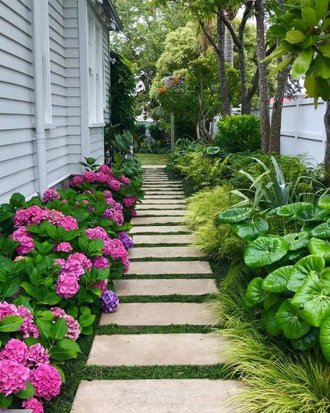 Side Of House Landscaping Ideas, Side Of House Landscaping, House Landscaping Ideas, Dream Garden Backyards, Front Lawn Landscaping, Shade Tolerant Plants, Narrow Garden, Side Yard Landscaping, Tropical Garden Design