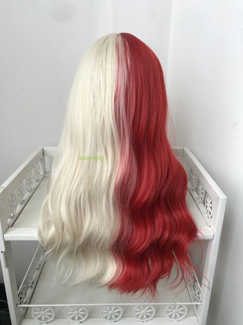 Lace Wig With Bangs, Straight Wavy Hair, Waves Hair, Anime Wigs, Red Pearl, Half And Half, Custom Wigs, Wig With Bangs, Full Wigs