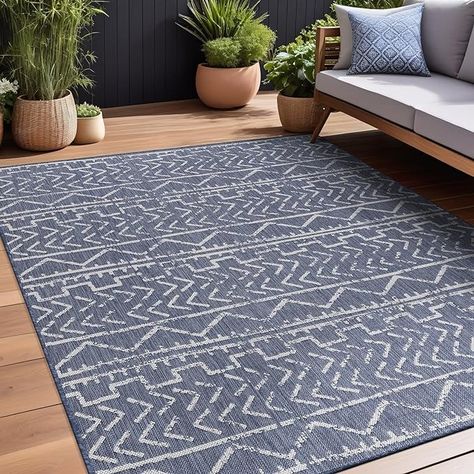 Amazon.com: Beverly Rug Waikiki Indoor Outdoor Rug 5x7, Washable Outside Carpet for Patio, Deck, Porch, Trellis Area Rug, Water Resistant, Blue - White : Patio, Lawn & Garden Porch Trellis, Deck Gazebo, Rugs Dining, Deck Rug, Outside Carpet, Backyard Kids, White Patio, Polypropylene Rug, Deck Porch