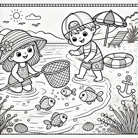 Free Printable Animal Coloring Pages Beach Coloring Pages For Kids, Tea Activities, 123 Go, Beach Coloring Pages, Learning Phonics, Easy Animal Drawings, Summer Coloring, Barbie Coloring Pages