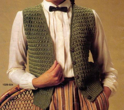 October Concert Outfit, Cute Things To Knit, Mice Crochet, Crochet Mens, Vest Crochet Pattern, Crochet Waistcoat, Crochet Vests, Crochet Sweater Vest, Knit Slippers Free Pattern