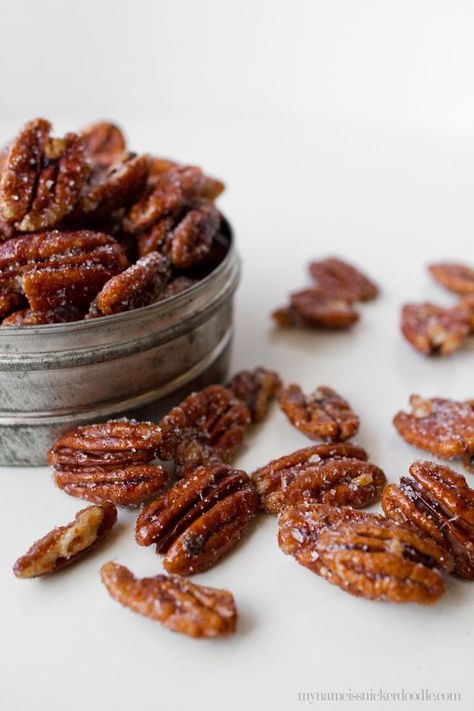 My Name Is Snickerdoodle: Sweet and Spicy Pecans Recipe Sweet Spicy Pecans, Spicy Pecans Recipe, Sweet And Spicy Pecans, Bourbon Pecans, Spicy Pecans, Spicy Nuts, Protein Ingredients, Sweet N Spicy, Sugared Pecans