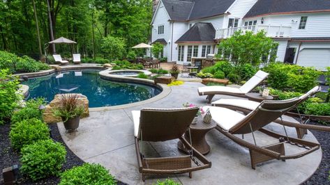 Cheap Inground Pool, Pool Patio Ideas, Patio Materials, Pool Deck Ideas Inground, Affordable Pool, Pond Swimming, Pool Deck Decorations, Decks Around Pools, Pool Decking