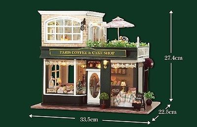 Dollhouse DIY Model Kit w/ Cover France Paris Cafe Tour Coffee Store Bakery Shop English House Design, Paris Coffee Shop, Bloxburg City, The Sims 4 Lots, Bakery Interior, House Kits, Dollhouse Diy, Gifts Creative, Room Boxes