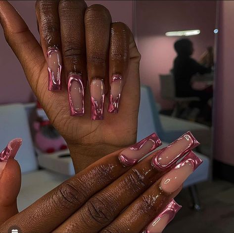 Colorful Chrome Nails, Professional Manicure, Latest Nail Trends, Nail Drills, French Tip Acrylic Nails, Dope Nail Designs, Long Acrylic Nails Coffin, Acrylic Nails Coffin Pink, Long Square Acrylic Nails