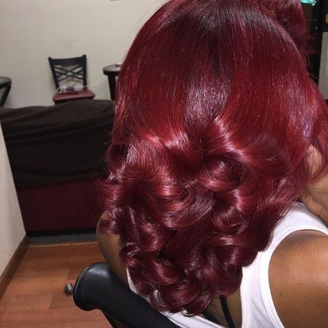 Brandy Hair Color, Makeup With Burgundy Hair, Intense Red Hair Color On Black Women, Dyed Natural Hair Burgundy, Burgundy Hair Black Women Natural, Red And Burgundy Hair, Red Silk Press Natural Hair, Burgundy Hair Short, Burgundy Natural Hair