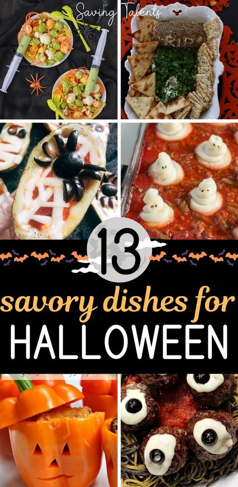 Are you throwing a Halloween party this year at your home?  Or maybe a potluck trunk-or-treat?  Whatever your Halloween plans are, we've got a list of deliciously spooky Halloween dishes that will delight your guests, your neighbors, and even your children! Halloween Party Side Dishes, Spooky Dinner Ideas, Spooky Halloween Dishes, Halloween Main Dish, Halloween Potluck, Healthy Holiday Treats, Party Side Dishes, Halloween Appetizers Easy, Spooky Dinner