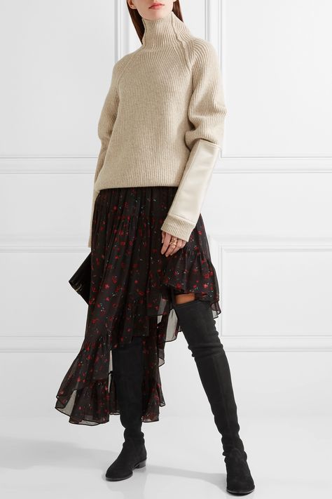 STUART WEITZMAN Lowland suede over-the-knee boots | NET-A-PORTER Stuart Weitzman Boots Outfit, Stuart Weitzman Lowland, Stuart Weitzman Boots, Black Suede Boots, Asymmetrical Skirt, Stuart Weitzman Shoes, Donna Karan, Boots Outfit, Over The Knee Boots