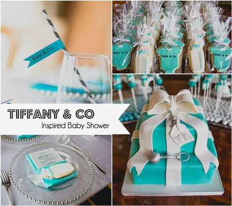 [Baby Shower] Tiffany Baby  Co Themed Shower - for you @megan_brockett when you one day cave. =) Tiffany Blue Baby Shower, Tiffany Baby Shower Theme, Tiffany Baby Showers, Baby Born Clothes, Tiffany Theme, Baby Shower Brunch, Breakfast At Tiffany's, Baby Co, Tiffany Jewelry