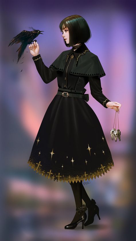 Necromancer Clothes, Vampire Dress, Vampire Clothes, Anime Face, Concept Art Character, Urban Fantasy, Fantasy Inspiration, Female Character Design, Fantasy Clothing