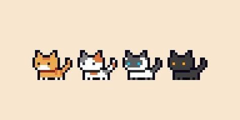 Pixel Drawing Aesthetic, Pixel Art Drawings, Tiny Pixel Art, Simple Pixel Art, Pixel Art Cat, Pixel Art Icon, Pixel Sprites, How To Pixel Art, Cat Pixel Art