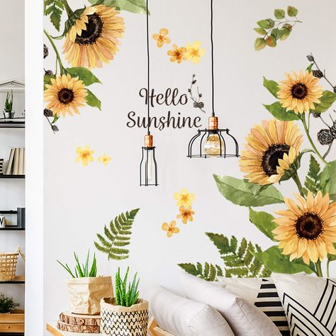 PRICES MAY VARY. 【Flowers Wall Decals】Brilliant sunflowers surrounded by vivid 3D butterflies express your attitude towards life, positive and enthusiastic. Add color and fun to your life! 【Premium Material】Our sunflowers stickers are made of self-adhesive PVC material, removable and waterproof, safe to use, durable and not easy to fade, which can keep glossy for a long time to make your home beautiful. 【Easy Peel & Stick】Self adhesive, just stick it onto smooth, flat, dry and dust free area of Diy Mural Art, Wall Murals Diy, Diy Mural, Vintage Bathroom Decor, Removable Wall Art, Floral Wall Decals, Flower Bedroom, Wall Stickers 3d, Flower Wall Decals