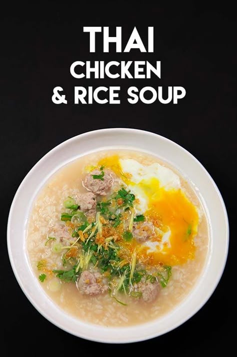 Thai Chicken & Rice Soup! Easy & Fun Asian Recipes! Thai Chicken Rice, Soup Thai, Parmesan Chips, Seonkyoung Longest, Asian Soups, Mini Hamburgers, Thai Soup, Rice Soup Recipes, Thai Food Recipes