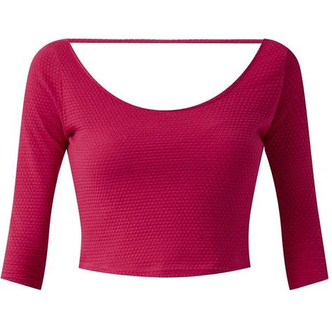 Dark Pink Scoop Back Crop Top ($5.61) ❤ liked on Polyvore featuring tops, pink top, slimming tops, fuschia top, bodycon tops and three quarter length sleeve tops Fuschia Top, Bodycon Tops, Pink Top, Pink Tops, Dark Pink, Three Quarter, Open Shoulder Tops, Sleeve Top, Perfect Clothing