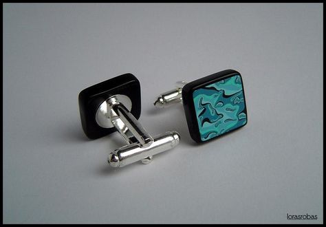 Polymer Clay Mokume Gane Cufflinks - Lorasrobas Polymer Clay Accessories, Mokume Gane, Jewellery Ideas, Cufflinks Men, Clay Ideas, Polymer Clay Jewelry, Clay Jewelry, Cufflinks, Polymer Clay