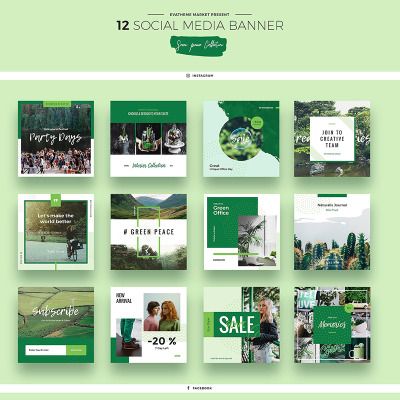 Green Peace Social Media Designs Premium PSD Theme Make Your Own Banner, Green Peace, Social Media Kit, 광고 디자인, Social Media Designs, Social Media Design Inspiration, Social Media Advertising, Media Kit, Social Media Banner