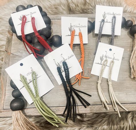 Handmade locally right in McCammon, Idaho! High quality braided leather 4” long Diy Leather Earrings, Leather Ideas, Chunky Jewelry, Dirt Road, Western Jewelry, Leather Diy, Purse Jewelry, Braided Leather, Jewelry Diy