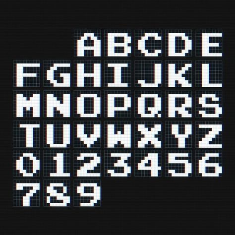 Pixel font 8 Bit Font, Pixel Art Font, Aesthetic Calligraphy Ideas, Pixel Typography, Pixel Letters, C2c Squares, Gamer Cake, Pixel Logo, Pixel Font