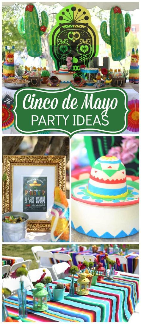 Check out this Cinco de Mayo party with a taco bar and pinata! See more party ideas at http://CatchMyParty.com! Cinco De Mayo Party Ideas, Mexican Themed Party, Cinco De Drinko, Birthday Fiesta, Mexican Fiesta Party, Mexican Birthday, Fiesta Theme Party, Mexican Theme, Mexican Party Theme