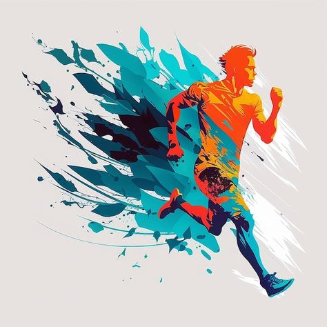 Running Poster Design, Running Logo Design, Badminton Illustration, Running Painting, Running Man Logo, Marathon Poster, Sports Illustrations Art, Sports Illustrations Design, Running Graphic