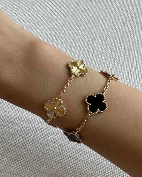 Van Cleef Bracelet Dupe|Jewelry|Amazon Finds Vca Bracelet, Van Cleef Bracelet, Cleef Bracelet, Alhambra Bracelet, Gold Vans, Stacked Bracelets, Van Cleef And Arpels Jewelry, Clover Jewelry, Four Leaf Clover Necklace