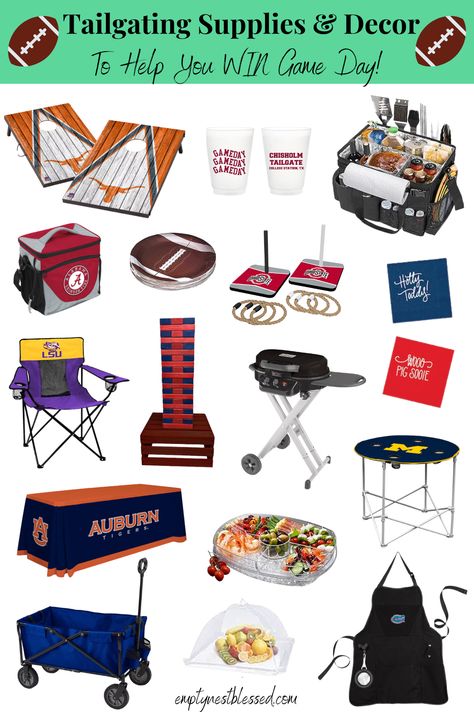 It’s almost tailgate time! Level up your game day spirit with the right tailgating supplies & decor! Go, team! Tailgating Setup, Ladder Toss, Football Centerpieces, Tailgate Decorations, Grilling Essentials, Tailgate Games, Festival Ideas, Hotty Toddy, Clear Handbags