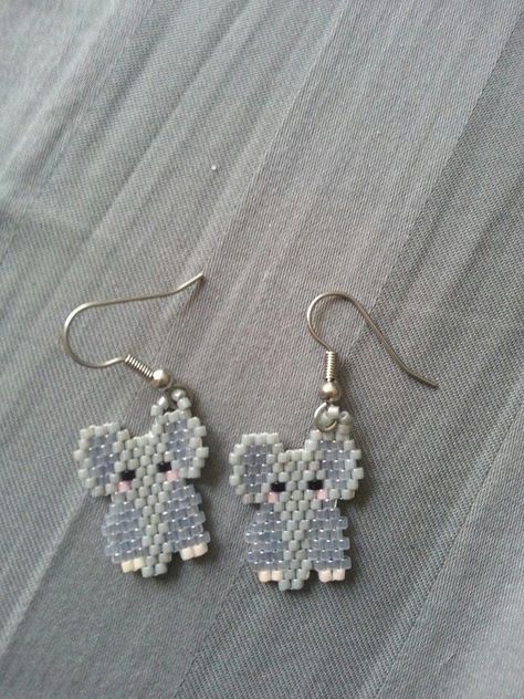 Seed Bead Earrings Patterns Animal, Beaded Elephant Pattern, Seed Bead Elephant Pattern, Brick Stitch Beaded Animals, Animal Brick Stitch Pattern, Beaded Elephant, Brick Stitch Lilo & Stitch, Miyuki Beads Pattern, Fusion Beads