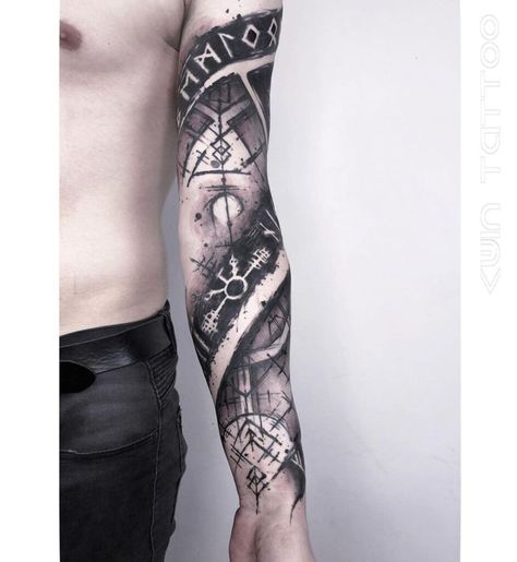 240+ Nordic Tattoos Designs (2022) Ink Inspired From Norse Mythology - TattoosBoyGirl Rune Tattoo Sleeve, Tattoo Sleeve Women, Nordic Tattoos, Viking Tattoos For Men, Traditional Viking Tattoos, Viking Rune Tattoo, Viking Warrior Tattoos, Pagan Tattoo, Scandinavian Tattoo