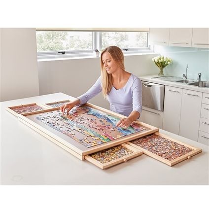 Jigsaw Puzzle Table, Puzzle Table, Wooden Organizer, Jigsaws, Hobby Room, Wooden Jigsaw, Home Deco, Game Room, Wood Projects