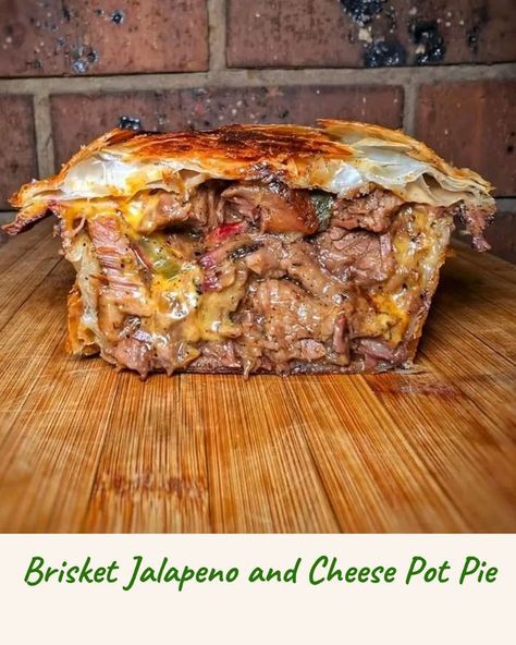 Brisket Jalapeno Cheese Pie, Brisket Jalapeño And Cheese Pot Pie, Brisket Pot Pie, Brisket Pie, Leftover Brisket Recipes, Beef Brisket Chili, Homemade Chex Mix, Tender Brisket, Bbq Pork Recipes