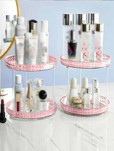 1pc 360 Degree Rotating Makeup Organizer, Black Cosmetic Display Stand With Large Capacity For Vanity, Adjustable DIY Tray For Skincare, Perfume, Bedroom, Bathroom, Living Room Decoration, Travel Accessories, Gift For Mom, Dad, Men, Friends, Teachers, Birthday, Wedding, Desk, Shelf, Storage Multicolor    PMMA     Storage & Organization, size features are:Bust: ,Length: ,Sleeve Length: Teachers Birthday, Rotating Makeup Organizer, Cosmetics Display Stand, Men Friends, Black Cosmetics, Diy Tray, Cosmetic Display, Desk Shelf, Shelf Storage