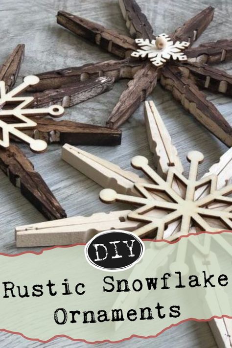 Snowflake Ornaments Diy, Rustic Christmas Crafts, Wooden Snowflakes, Dollar Store Christmas, Christmas Projects Diy, Handmade Christmas Decorations, Christmas Ornament Crafts, Christmas Crafts Decorations, Snowflake Ornaments