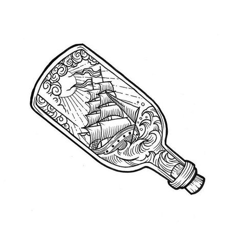 121 Minimalist Tattoo Concepts For First-Timers- #FirstTimers #Ideas #Minimalist #Tattoo Check more at https://howcandothis.com/manstyle/121-minimalist-tattoo-concepts-for-first-timers-59/ Boat Tattoo Traditional, Boat In Bottle Tattoo, Old School Pirate Tattoo, Old Ship Tattoo, Old School Nautical Tattoo, Ship In A Bottle Drawing, Old School Ship Tattoo, Old School Tattoo Men, Pirate Tattoo Ideas