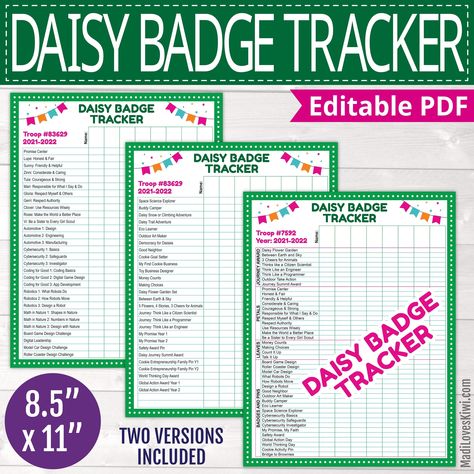 Daisy Badge Tracker, Daisy Badges, Girl Scout Troop Leader, Meeting Activities, Printable Tracker, Fun Patches, Girl Scout Badges, Girl Scout Daisy, Troop Leader