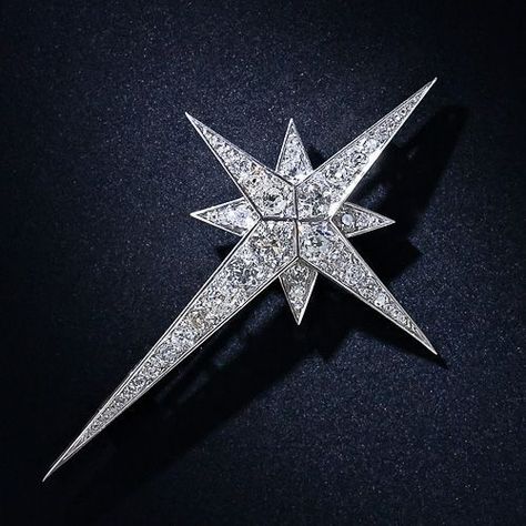 French Art Deco Diamond North Star Brooch Bijoux Art Deco, Star Brooch, Diamond Brooch, Diamond Star, Art Deco Period, French Art Deco, Star Jewelry, Deco Jewelry, Art Deco Diamond