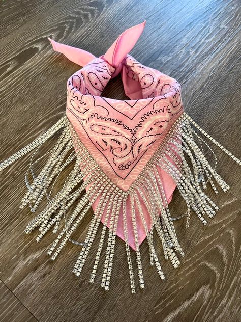 Rhinestone Fringe Bandana, Cowboy Birthday Party Decorations, Fringe Bandana, Cowgirl Bachelorette Parties, Western Birthday Party, Western Bling, Girls Party Decorations, Nashville Bachelorette Party, Western Birthday