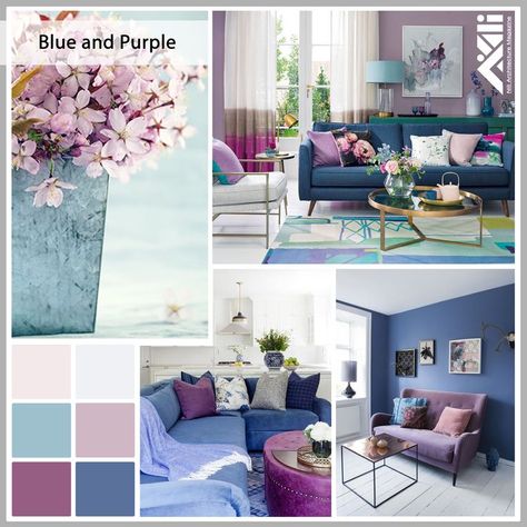 Blue and Purple interior design moodboard Violet Living Room, Interior Color Palette, Purple Interior Design, Mood Board Living Room, Purple Living Room, Pastel Interior, Purple Bedrooms, Interior Design Moodboard, Purple Interior